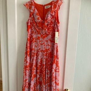 Eliza J ruffle v-neck flounce hem dress. Size 12P